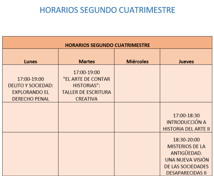 UNED SÉNIOR HORARIO