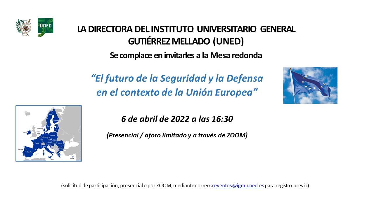 Cartel Divulgativo del futuro de la Seguridad y la Defensa en el contexto de la Unión Europea