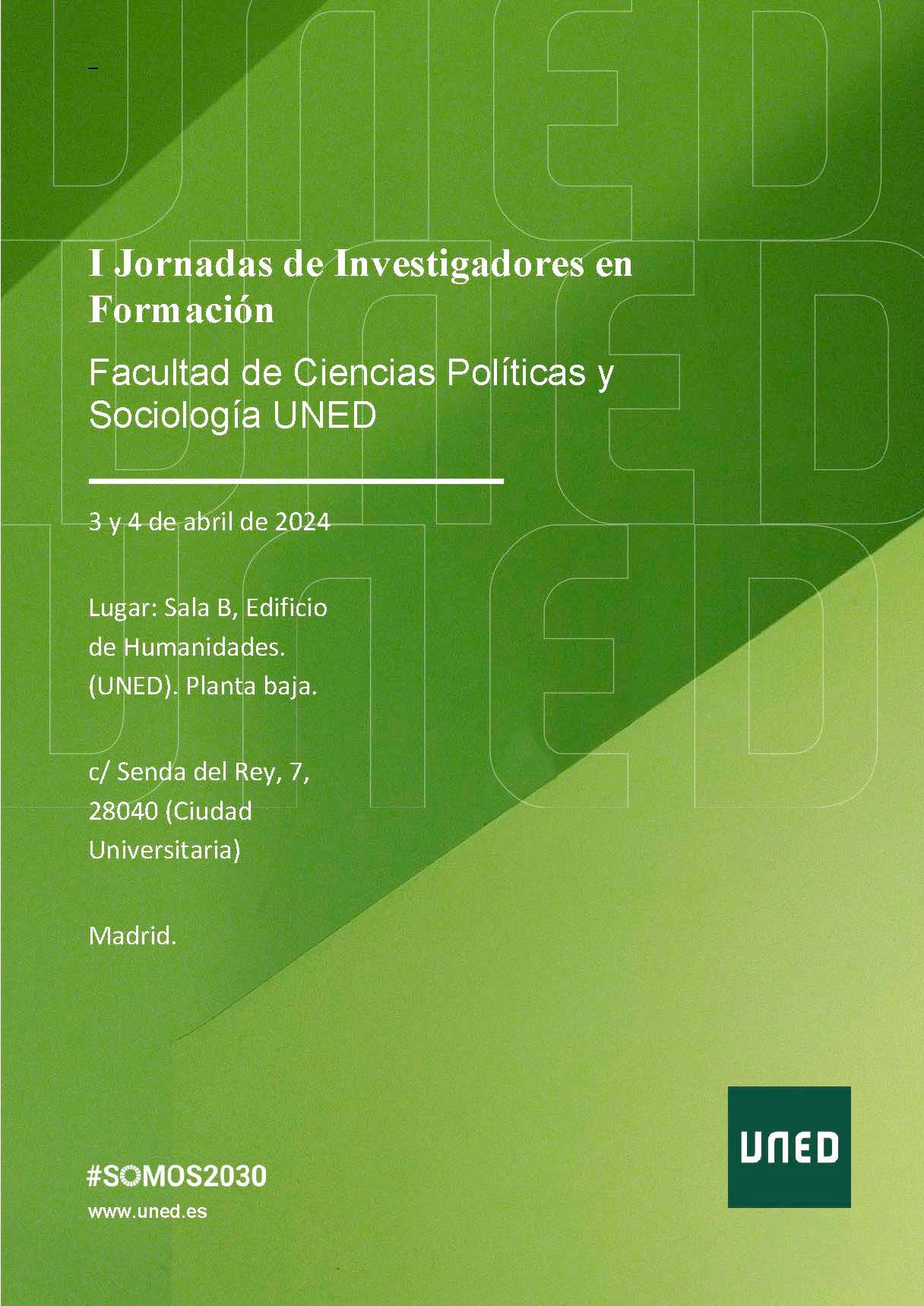 I Jornadas de Investigadores en Formación, 3 y 4 de abril de 2024