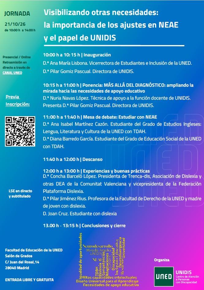 CARTEL PROGRAMA Visibilizando otras necesidades: la importancia de los ajustes en NEAE y el papel de UNIDIS