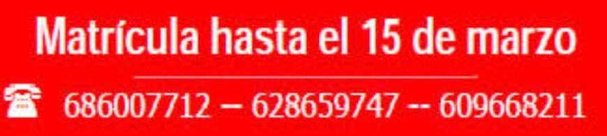 Oferta formativa. Imagen 1 Imagen con datos para realizar la matrícula de los cursos especificados en la página