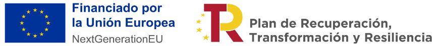 Emblema Financiado por la Unión Europea NextGenerationEU + Logotipo Plan de Recuperación, Transformación y Resiliencia