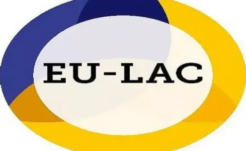Imagen corporativa de EU-LAC, fundación que relizará estas jornadas colaborativas en la UNED Pontevedra los días 4 y 5 de diciembre.