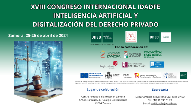 XVIII Congreso Internacional IDADFE Inteligencia Artificial y Digitalización del Derecho Privado