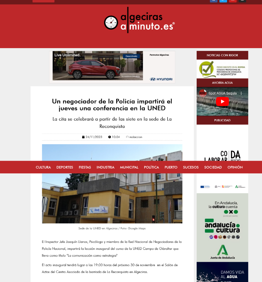 Un negociador de la Policía impartirá el jueves una conferencia en la UNED