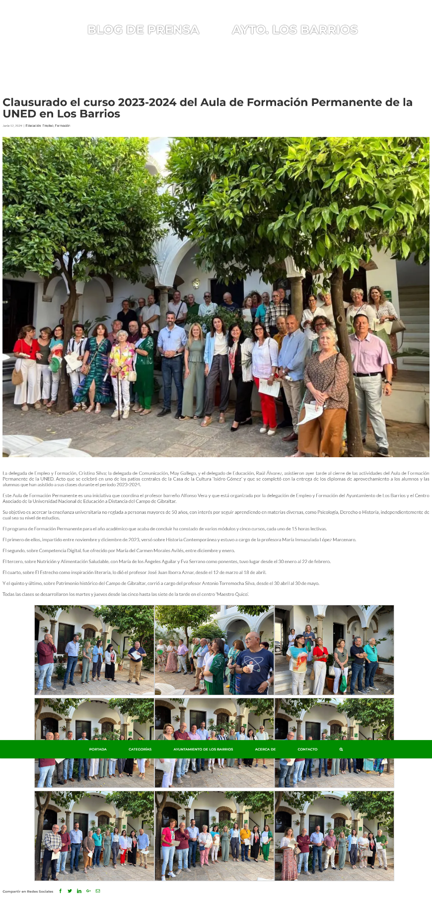 Clausurado el curso 2023-2024 del Aula de Formación Permanente de la UNED en los Barrios