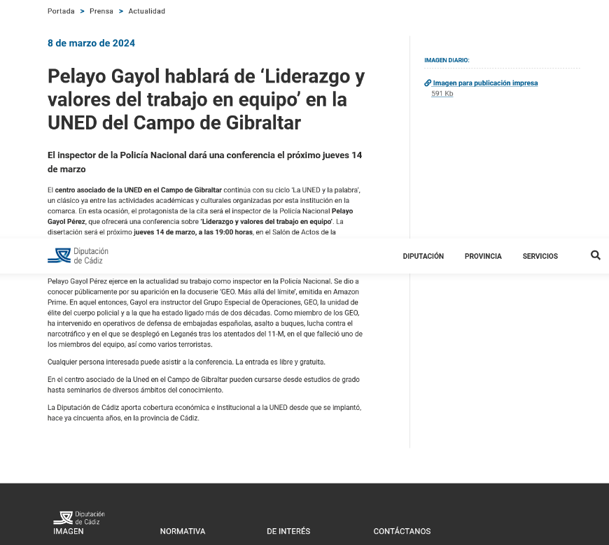 Pelayo Gayol hablará de ‘Liderazgo y valores del trabajo en equipo’ en la UNED del Campo de Gibraltar