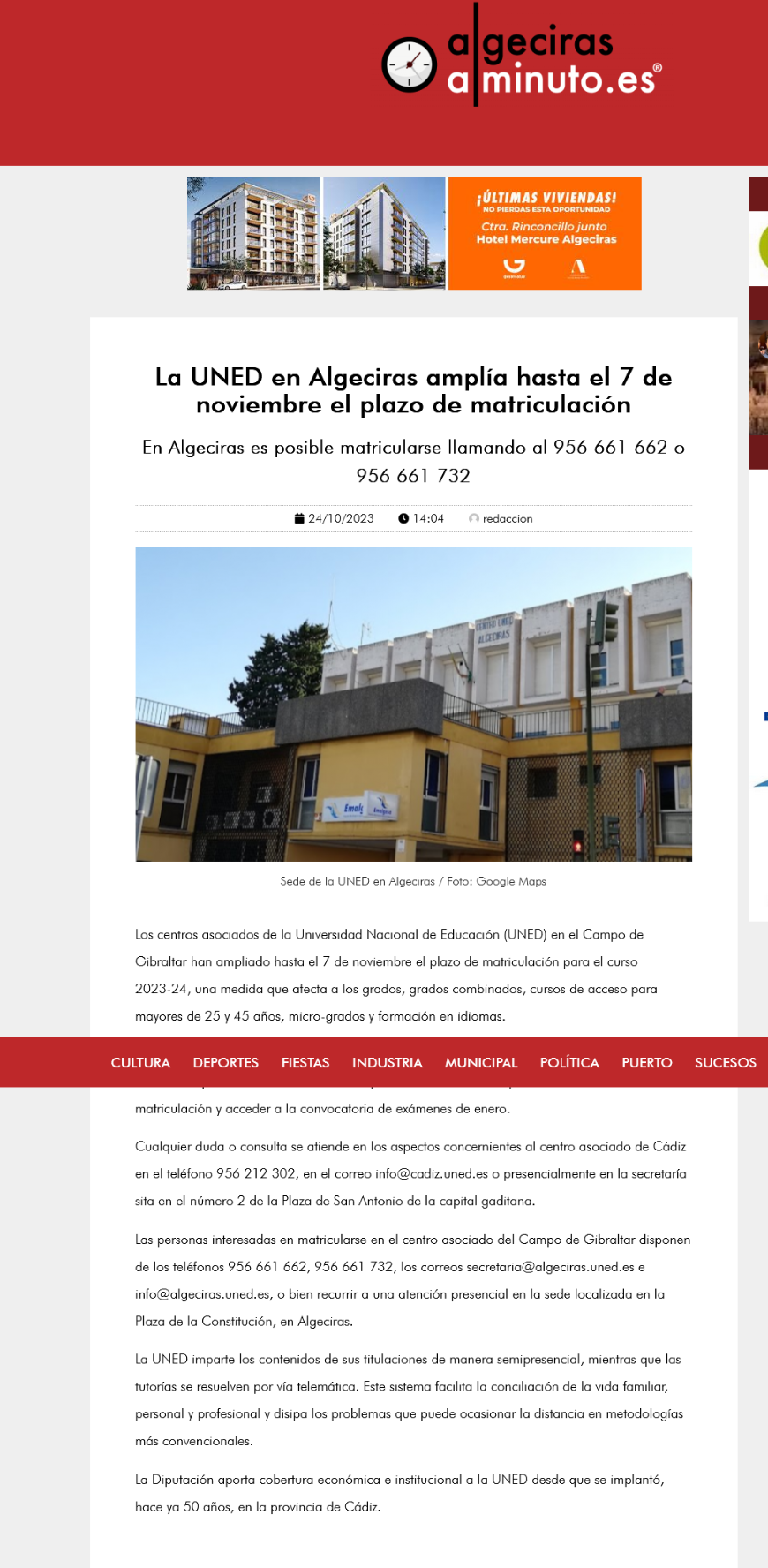  La UNED en Algeciras amplía hasta el 7 de noviembre el plazo de matriculación
