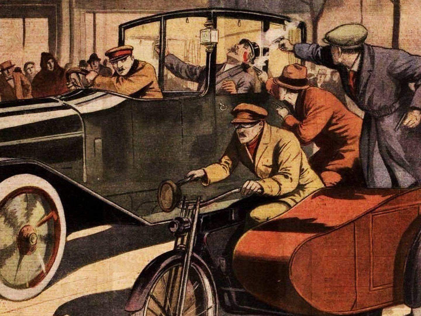 Recreación del asesinato de Eduardo Dato, ocurrido en Madrid el 8 de marzo de 1921, publicada en 'Le Petit Journal illustré'