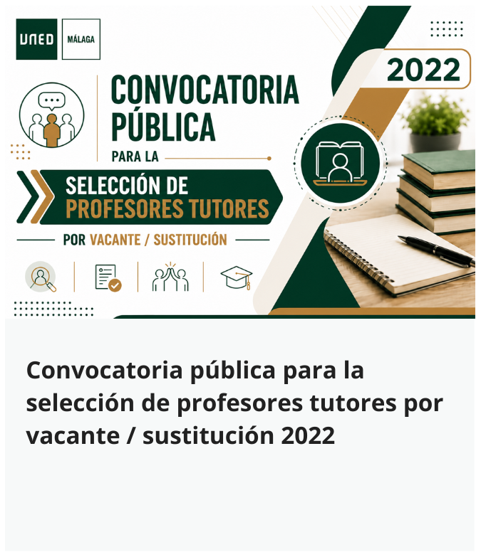 Convocatoria pública para la selección de profesores tutores por vacante / sustitución 2022