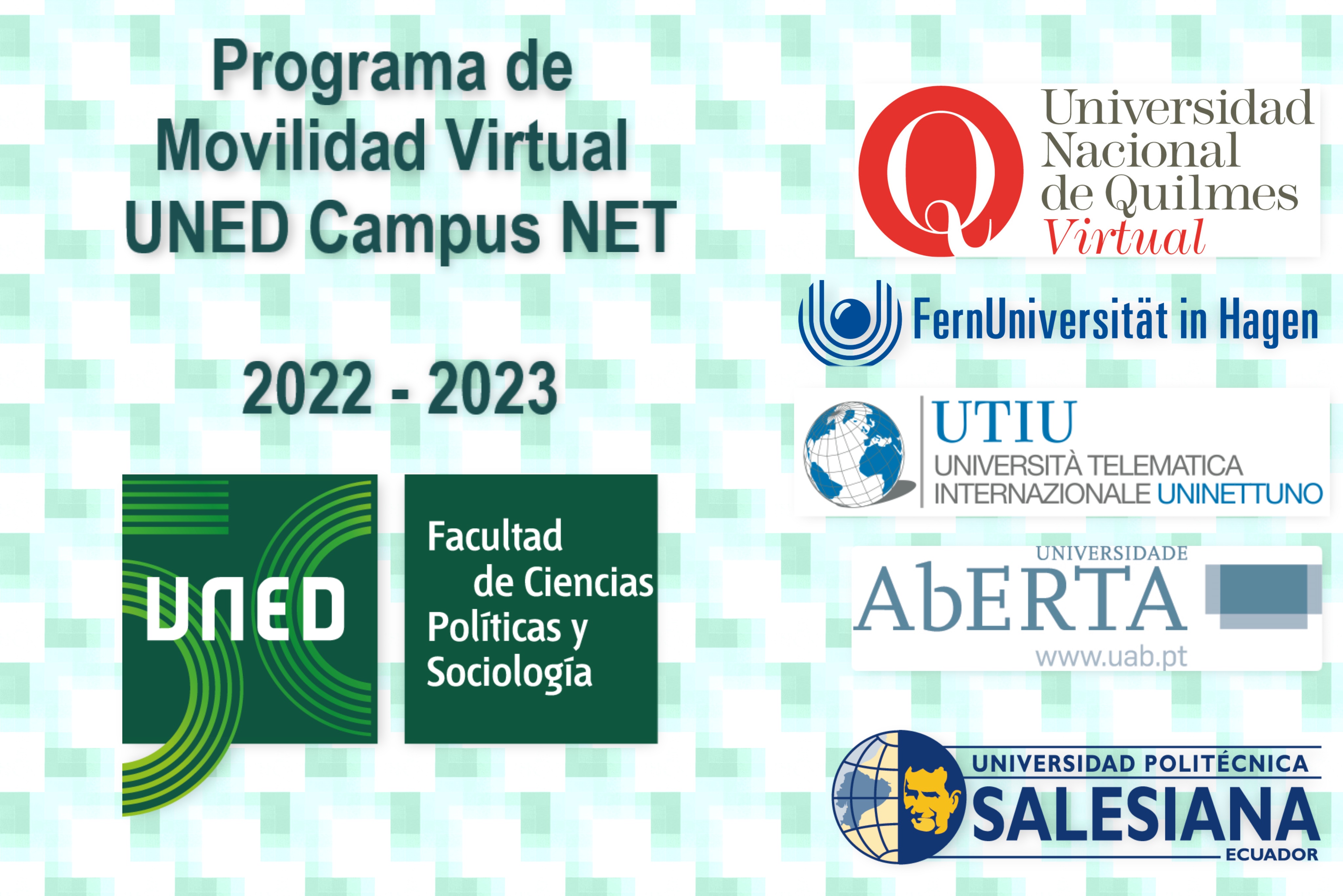 Primera convocatoria del Programa de Movilidad Virtual UNED Campus Net para estudiantes de grado. Plazo de solicitud del 3 al al 24 de mayo.